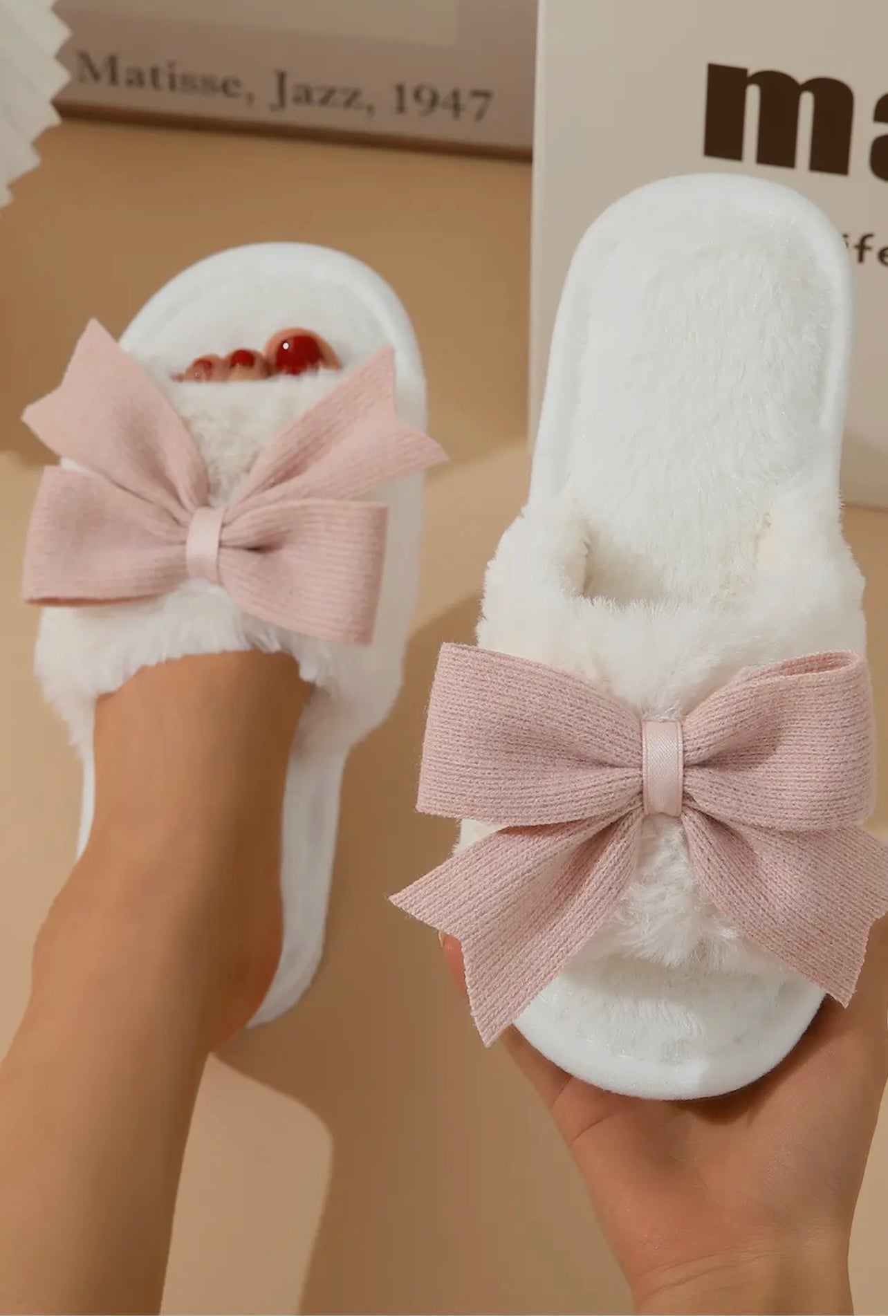 Pink Bow Slippers