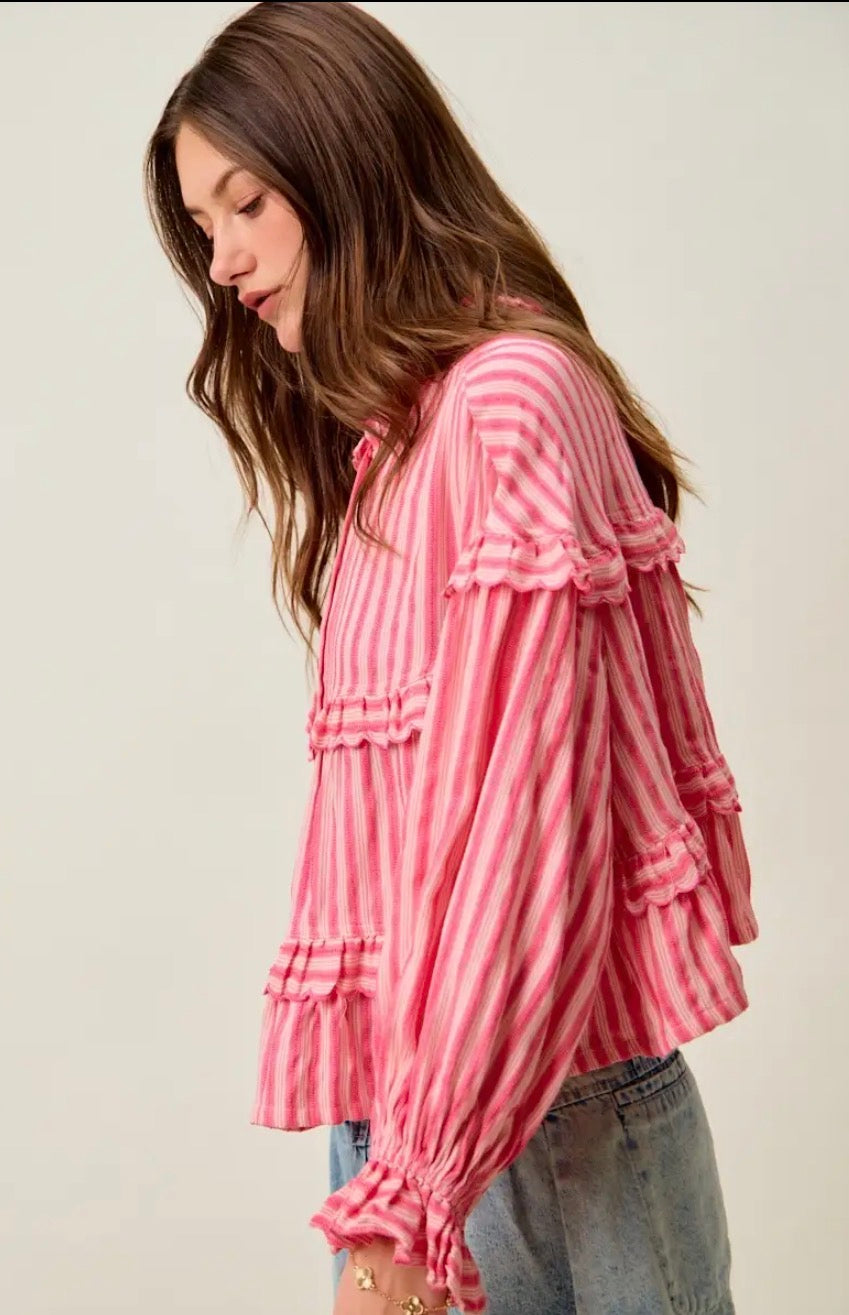 Strip & Ruffle Top