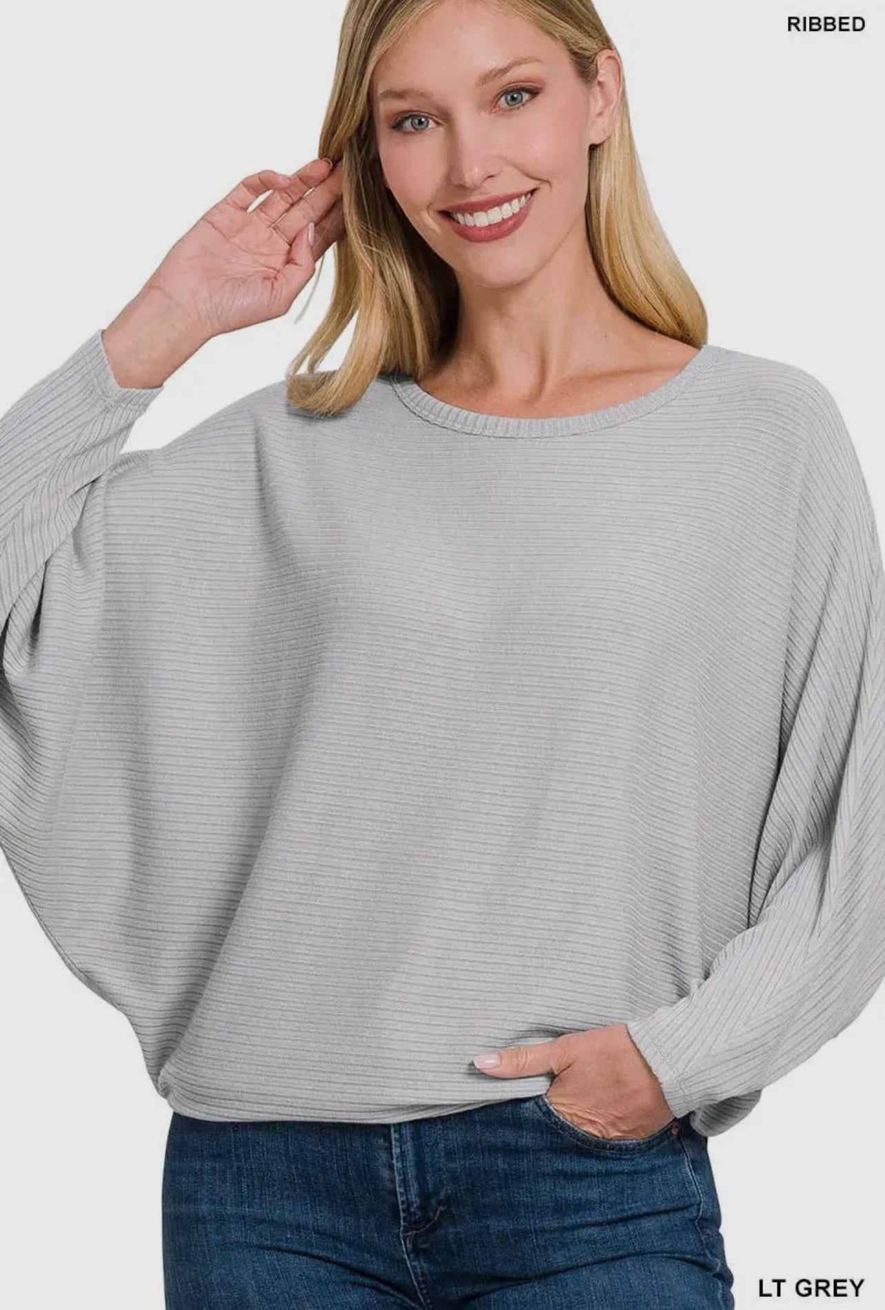 Ribbed Batwing Top