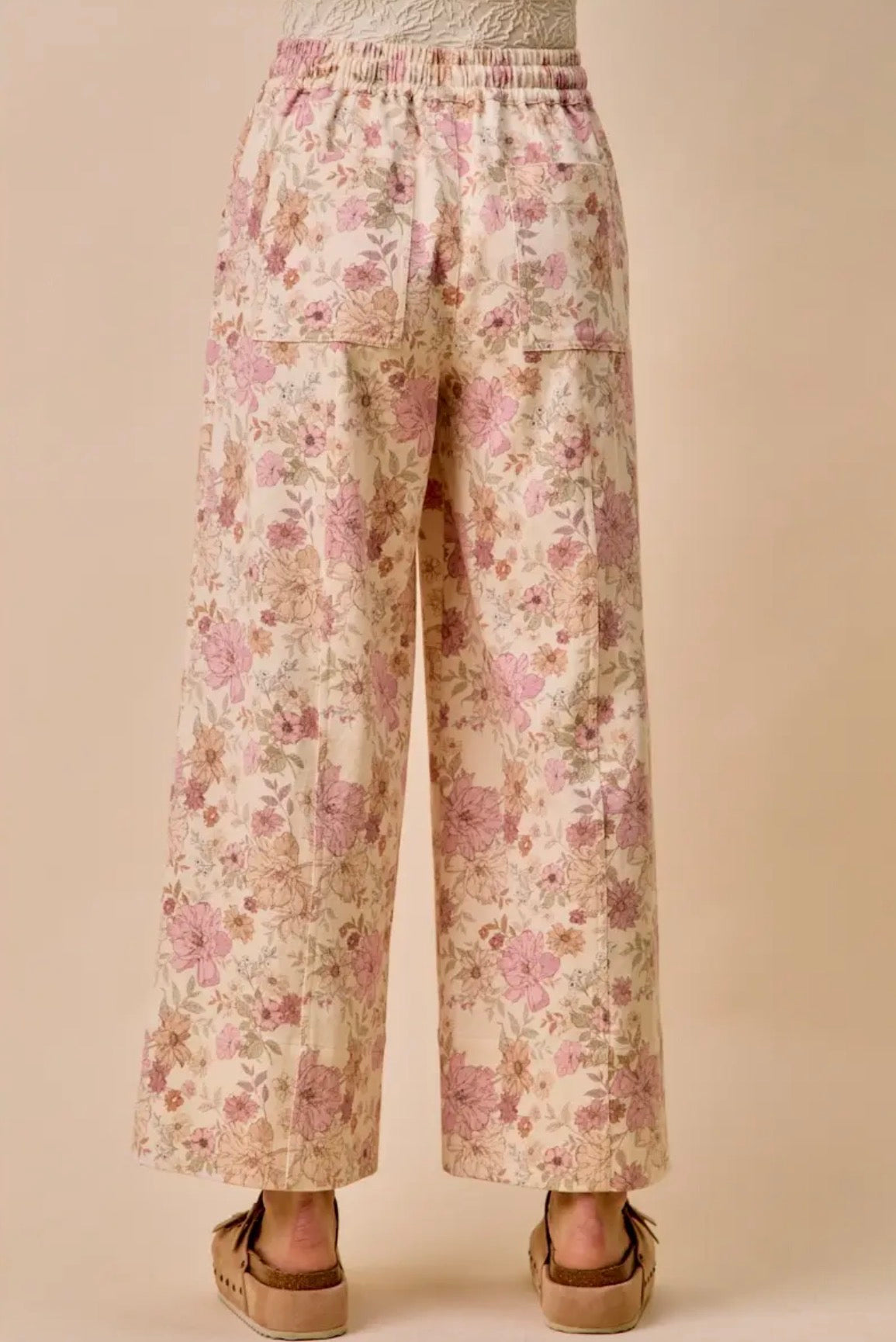 Blush Pink Floral Pants