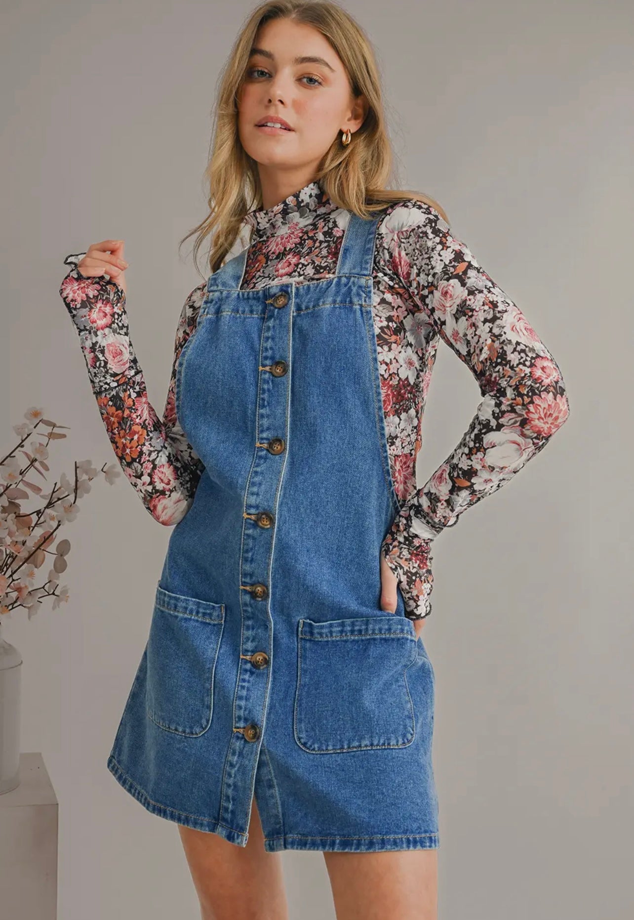 Denim Overall Mini Dress