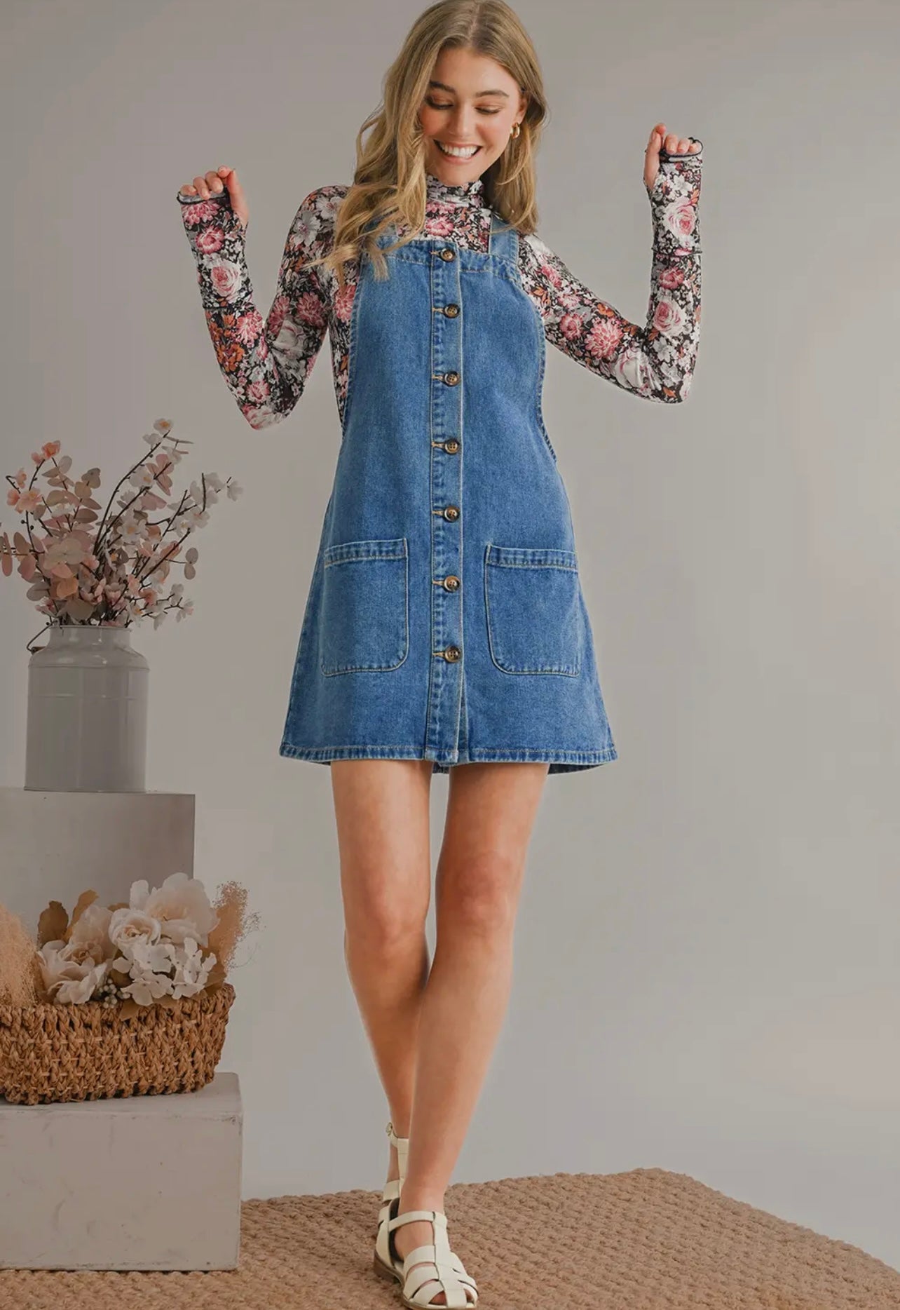 Denim Overall Mini Dress