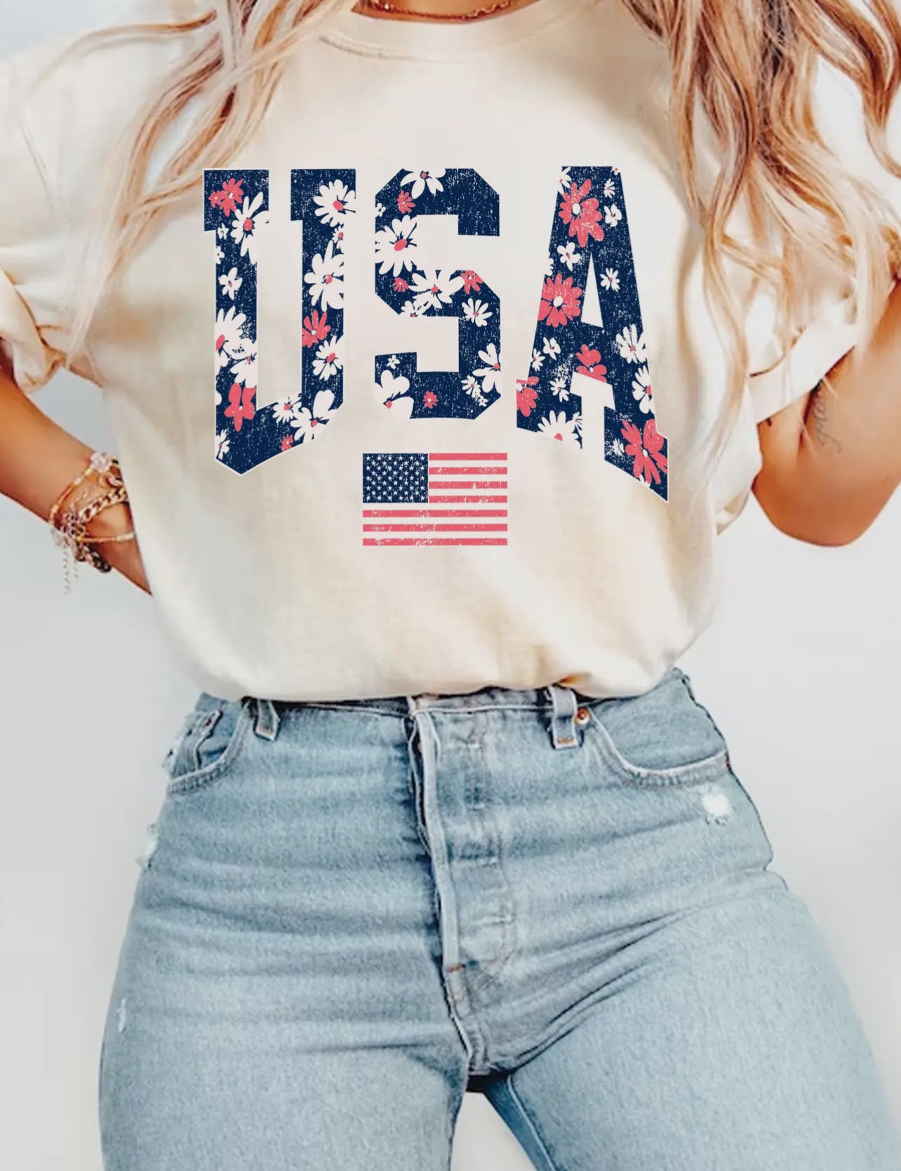 USA Floral Tee