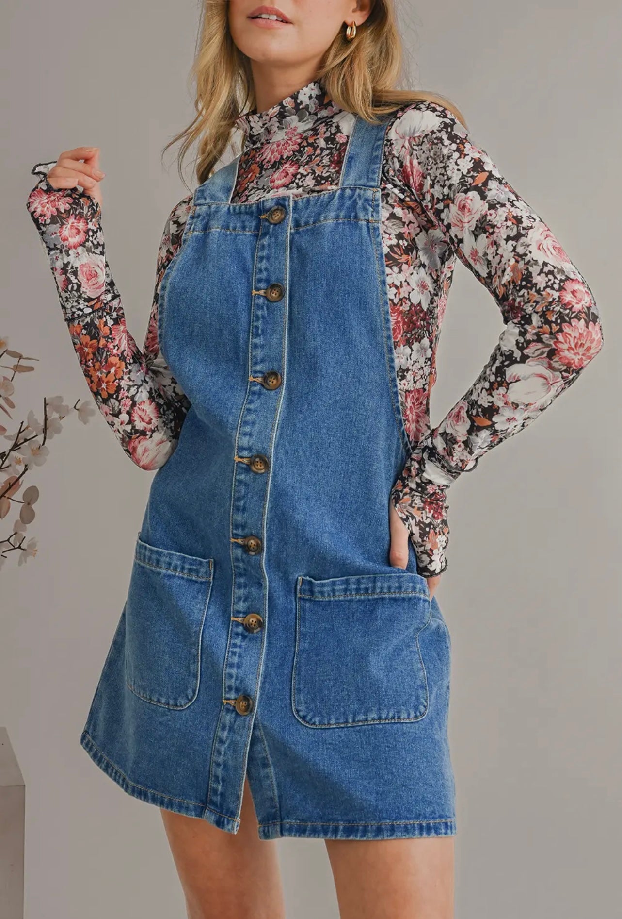 Denim Overall Mini Dress