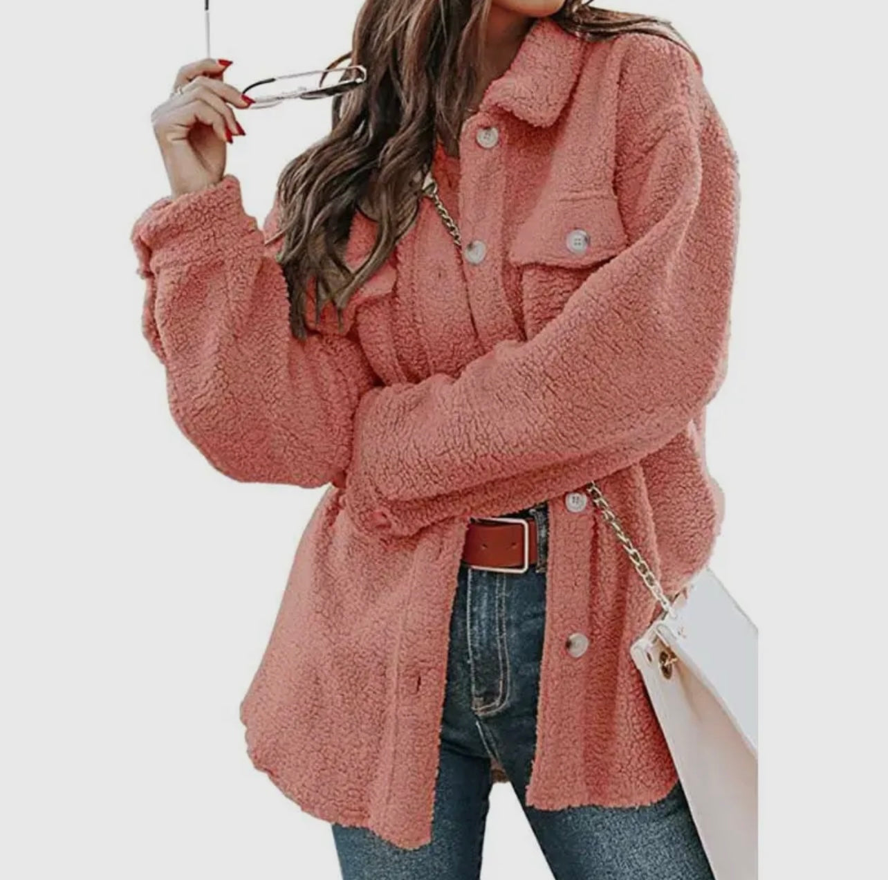 Rose Sherpa Shacket