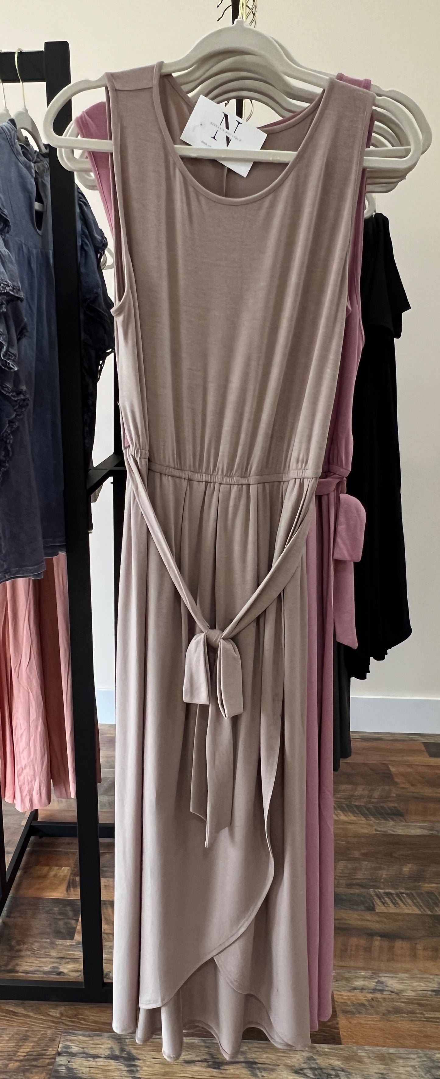 Just Me Sleeveless Wrap Tie Dress