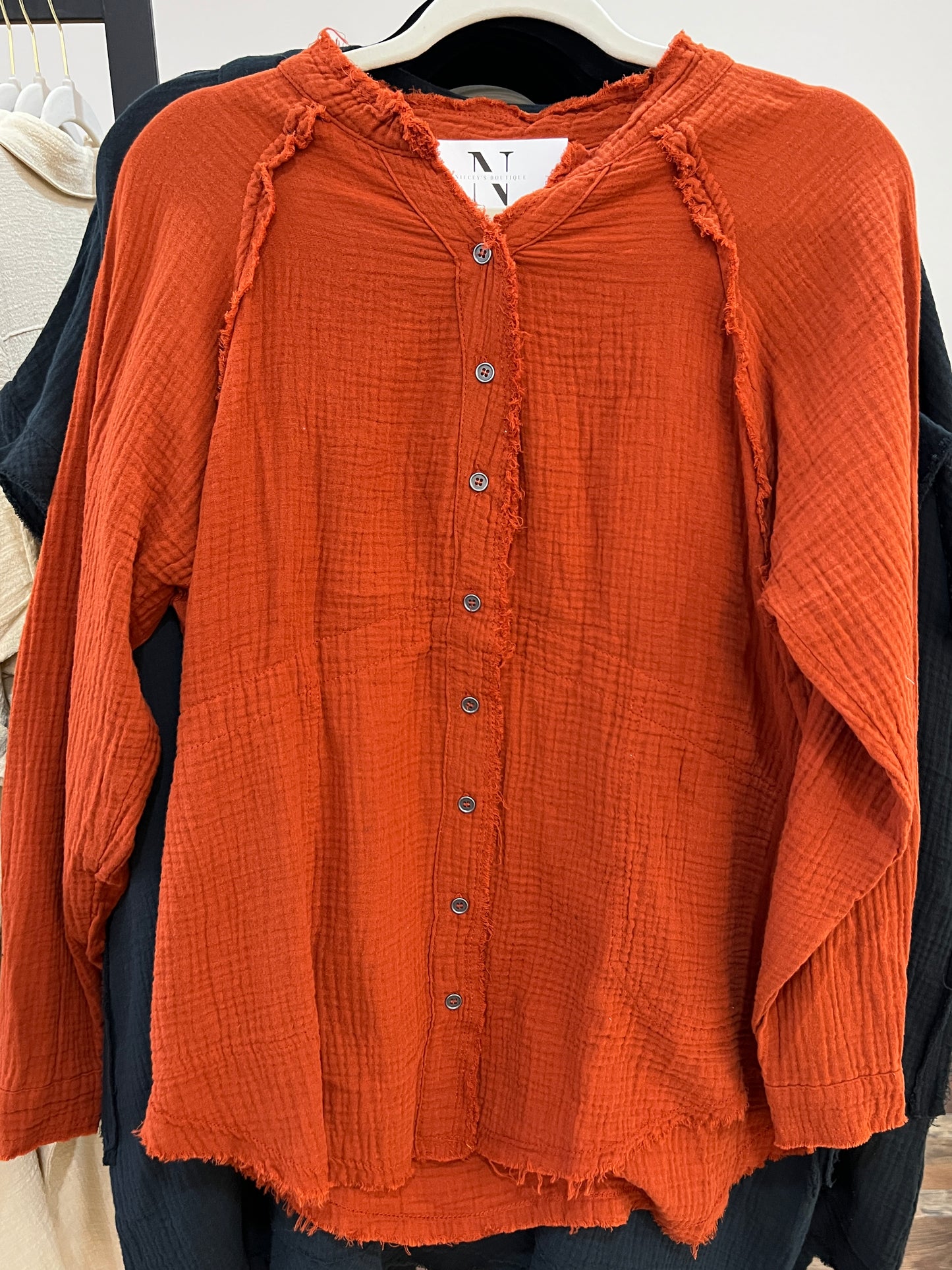 For Real Button Down Long Sleeve Top