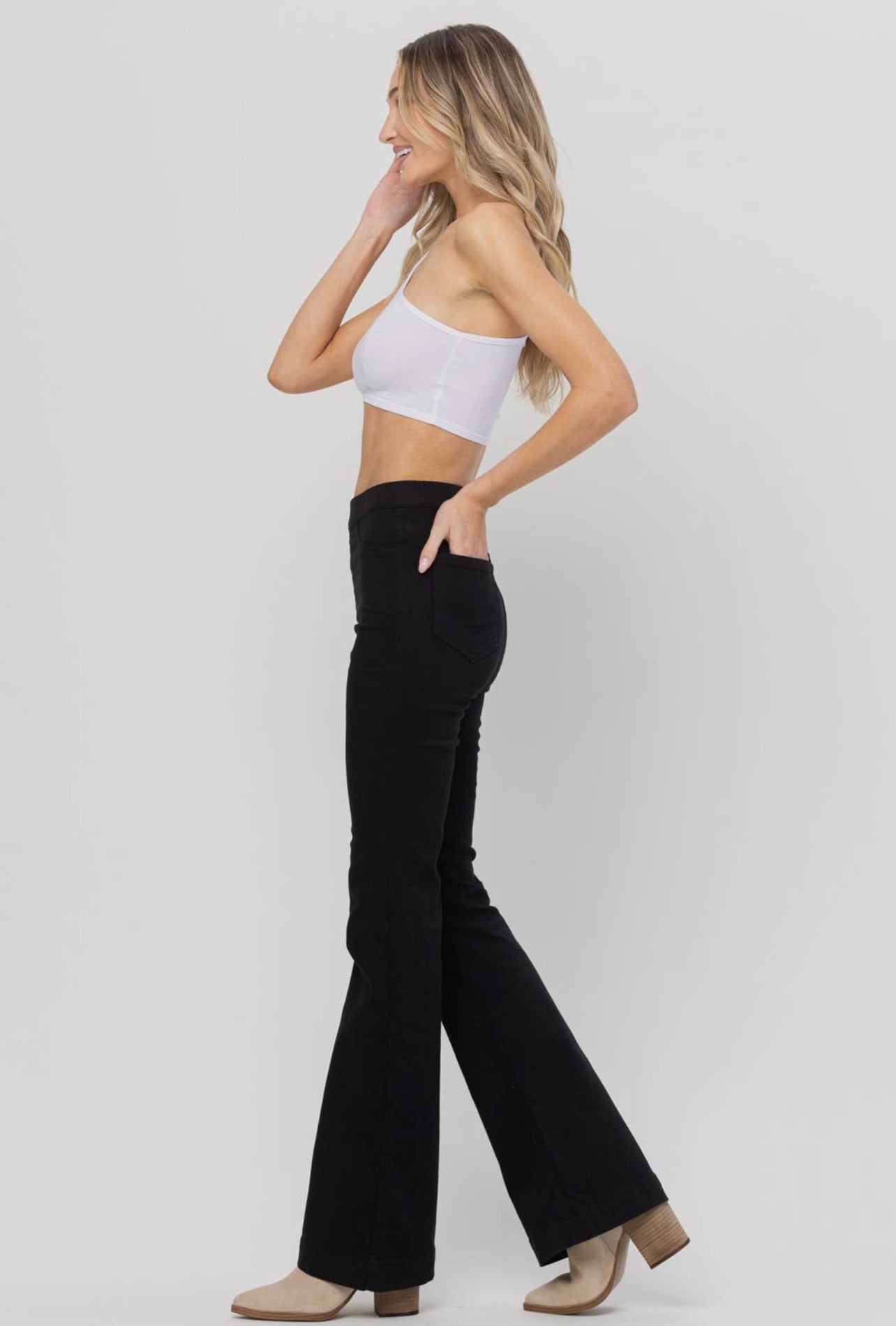 Black Pull On Flare