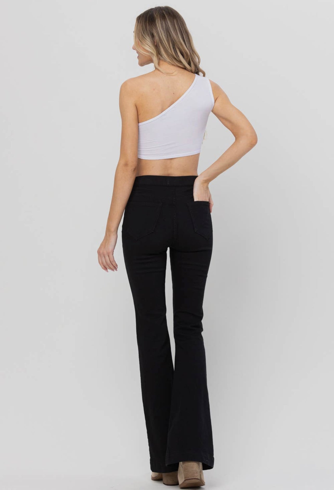 Black Pull On Flare