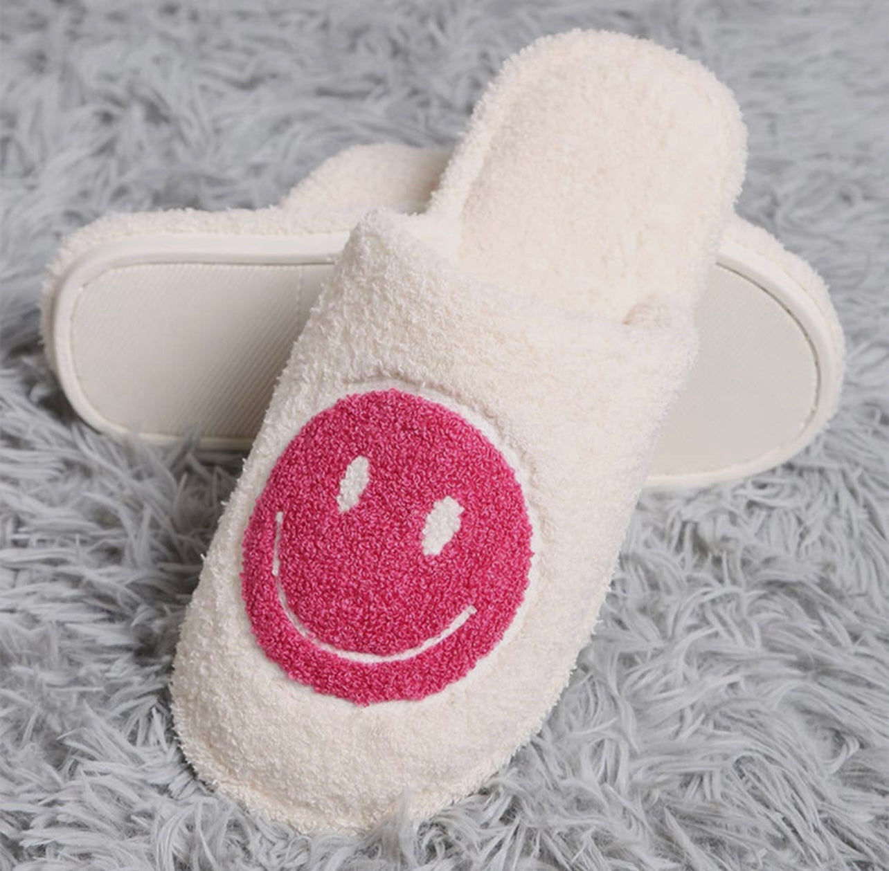 Comfy Luxe Smiley Face Slippers