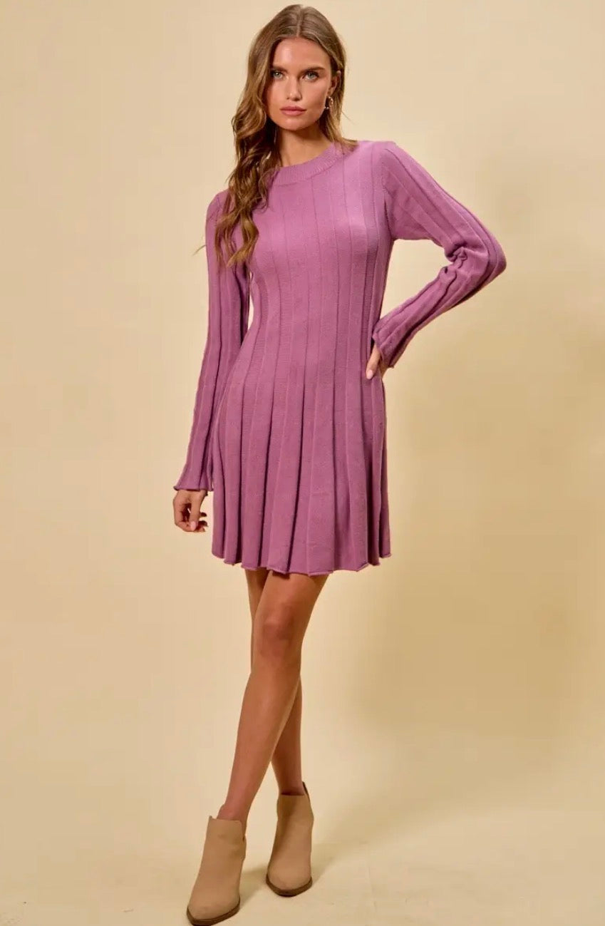 Pleated Sweater Dress