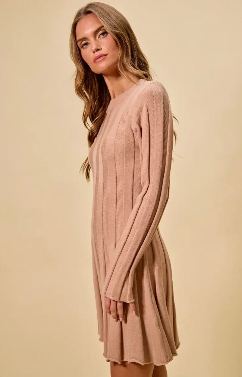 Pleated Sweater Dress