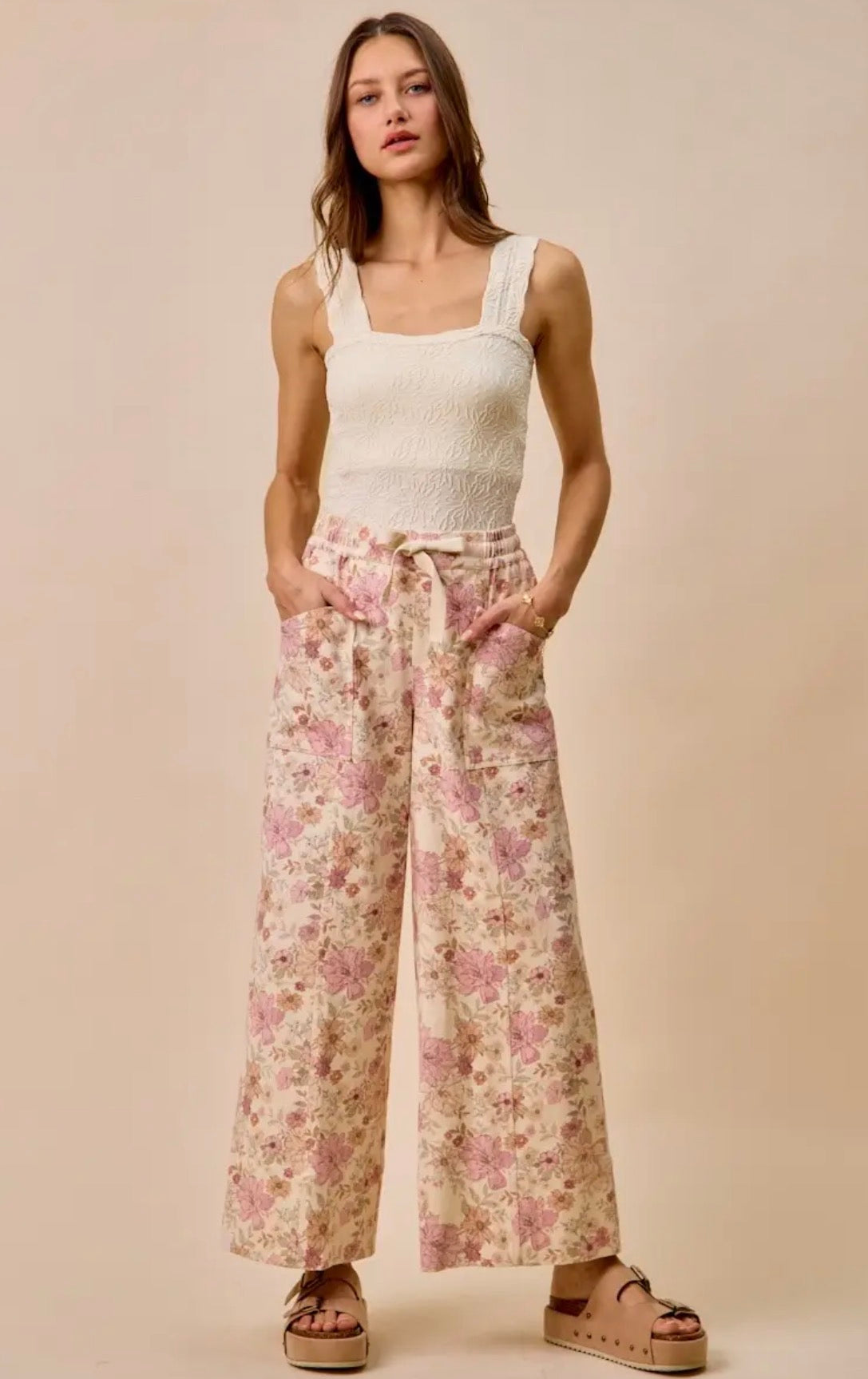 Blush Pink Floral Pants