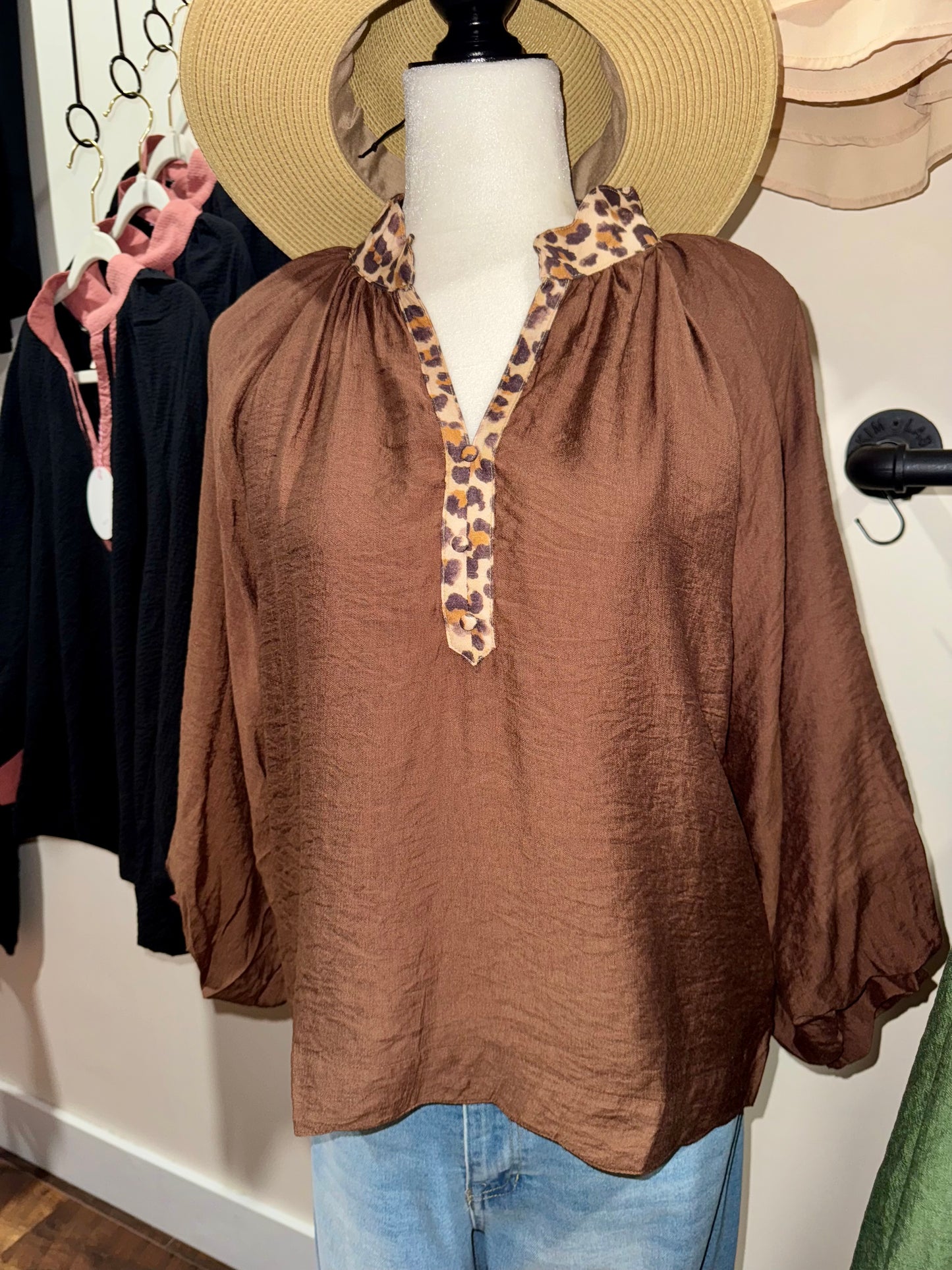 Leopard Trim Top