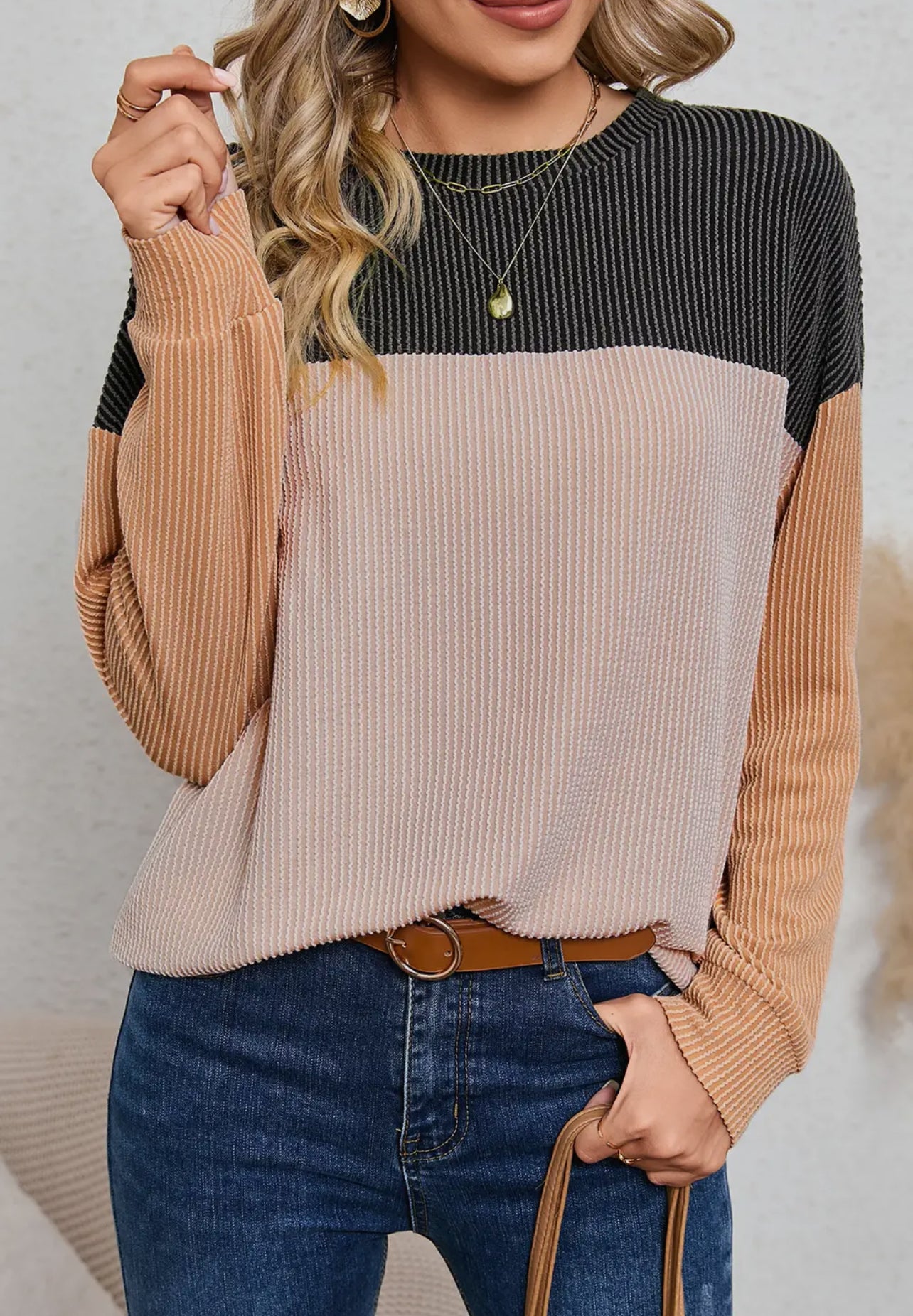 Corded Color Block Top