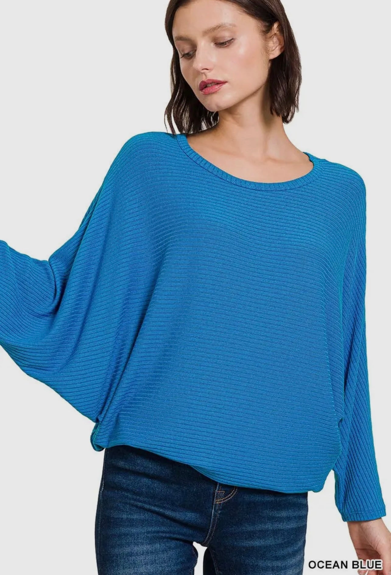 Ribbed Batwing Top