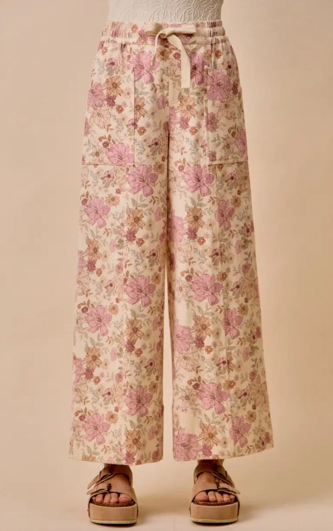 Blush Pink Floral Pants