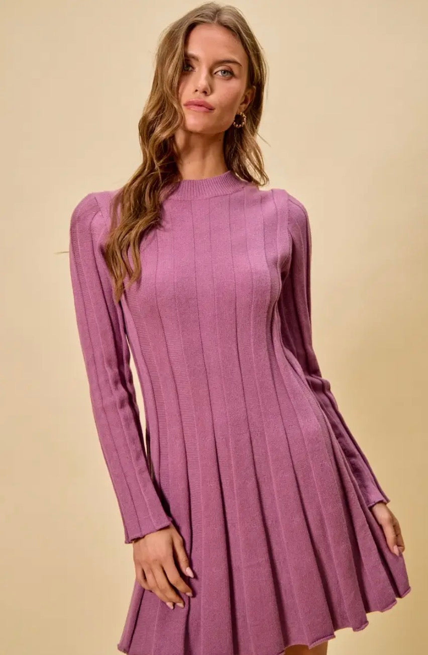 Pleated Sweater Dress