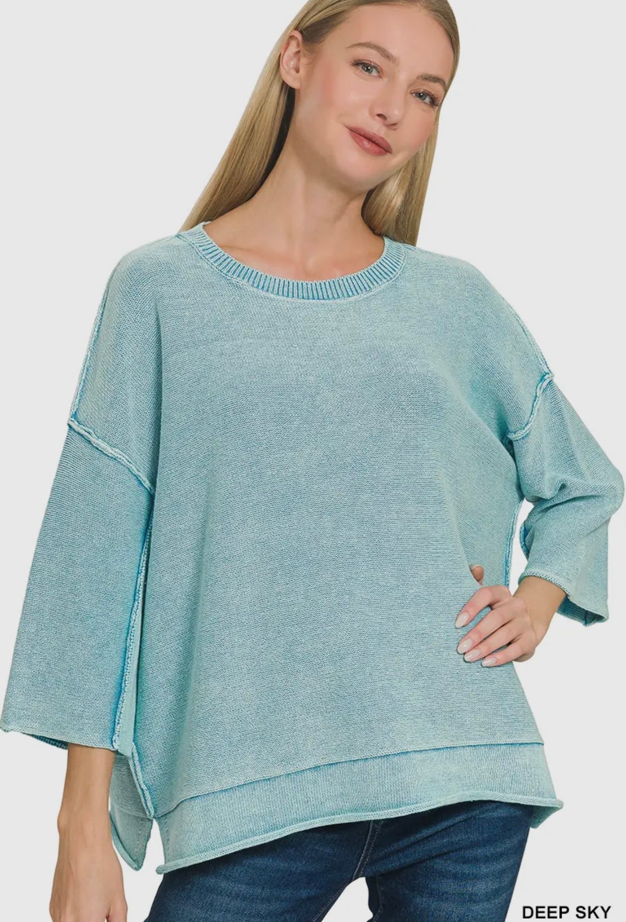 Washed Teal sweater