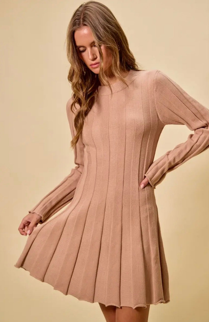 Pleated Sweater Dress