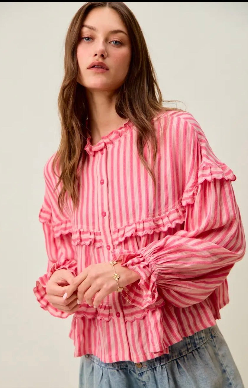 Strip & Ruffle Top