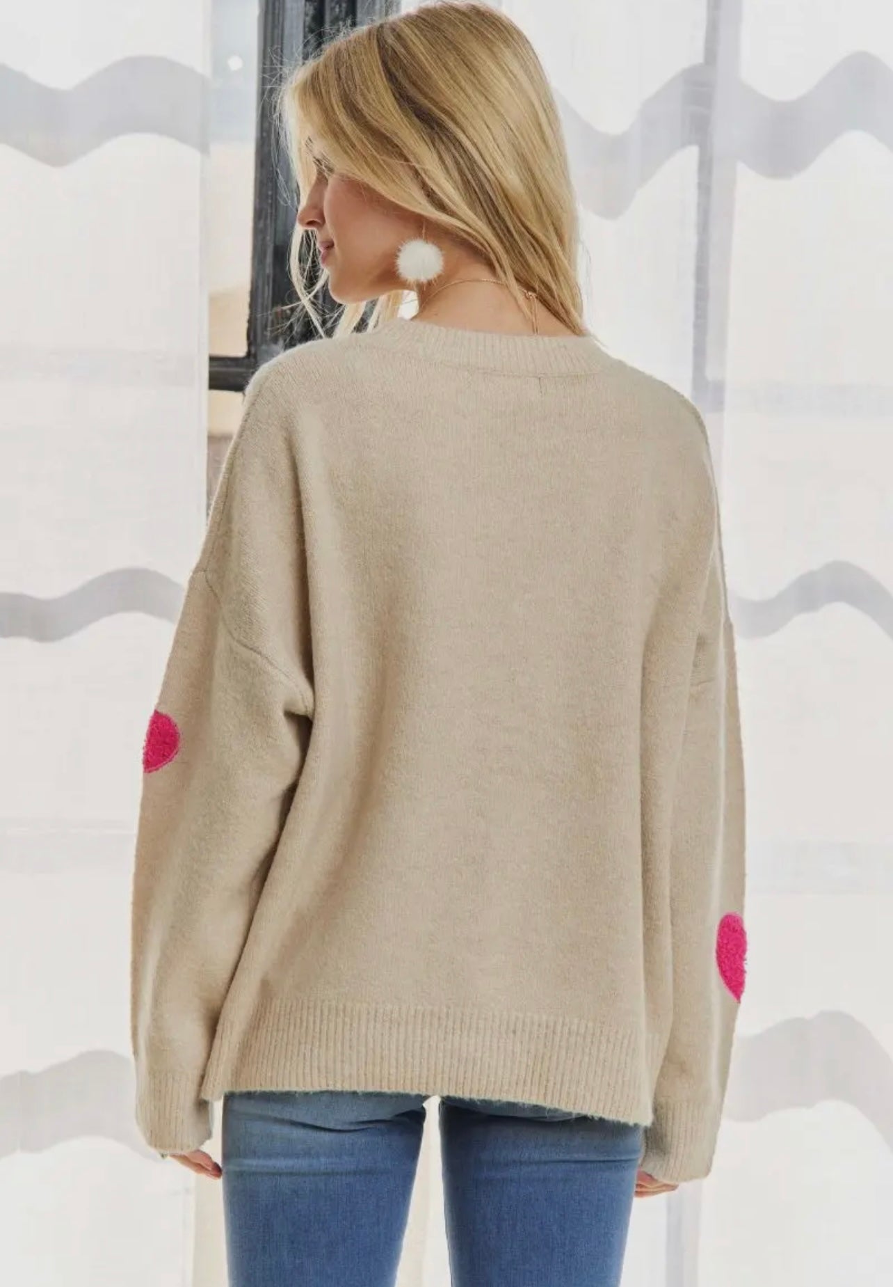 Chenille Puff Heart Sweater