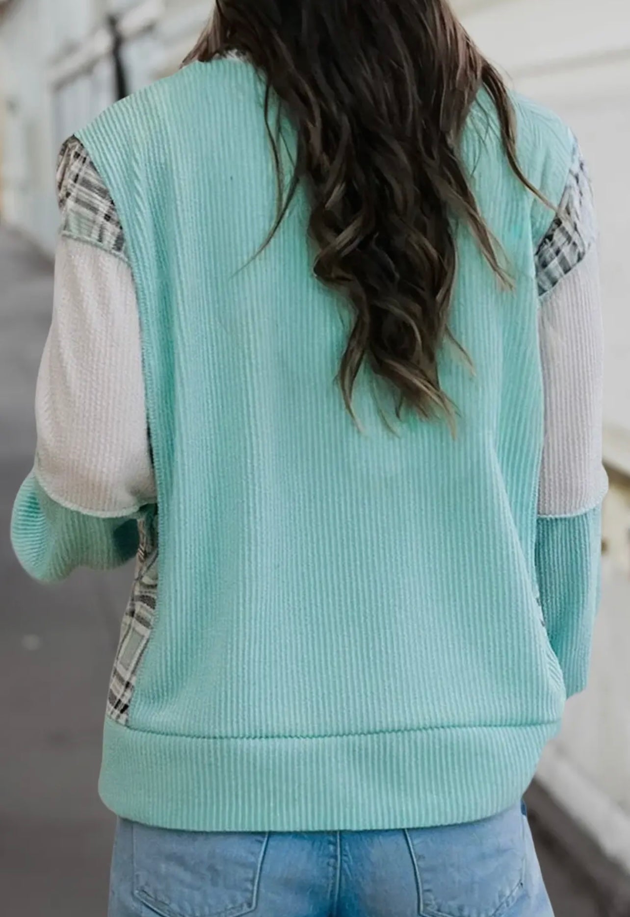 Corded plaid Top