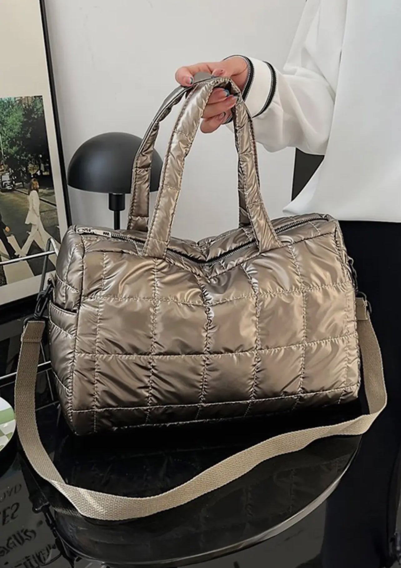 Gold Puffer Tote