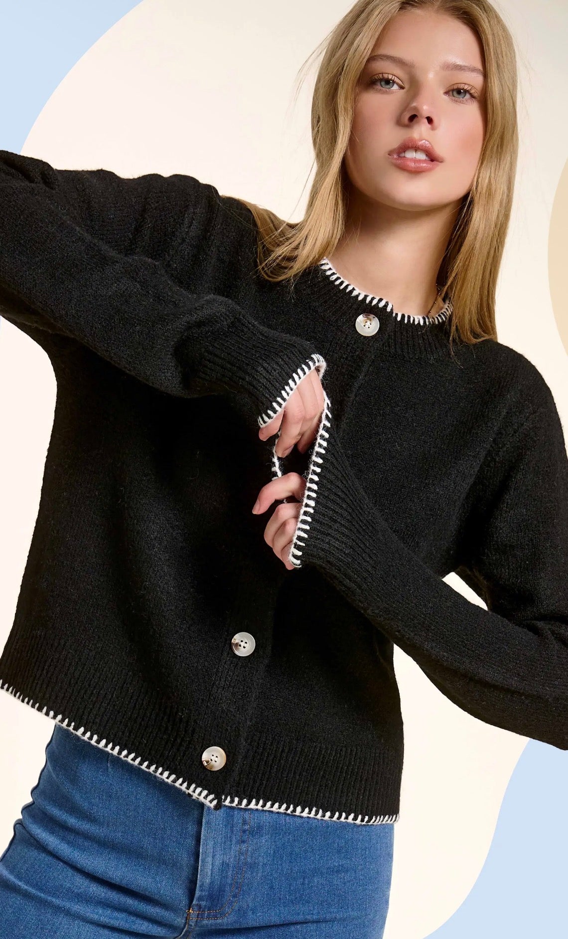 Stitched Hem Cardigan
