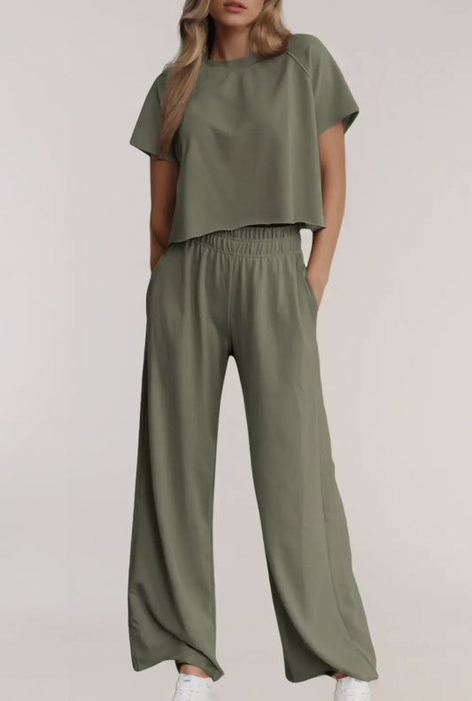 Olive Wide Leg Set