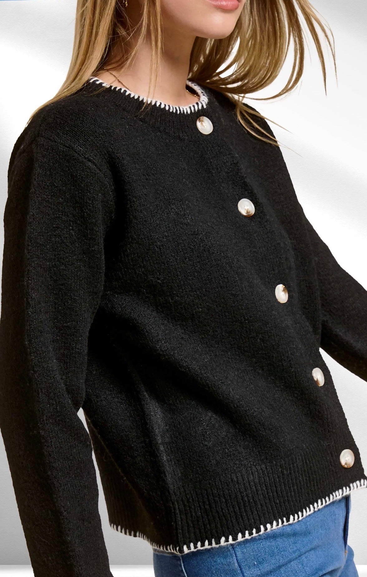 Stitched Hem Cardigan