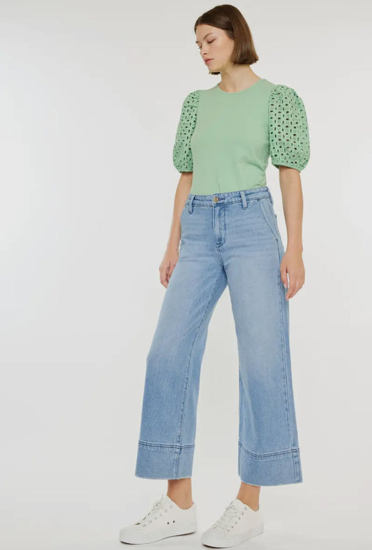 Kan Can Wide Leg Cropped Jeans