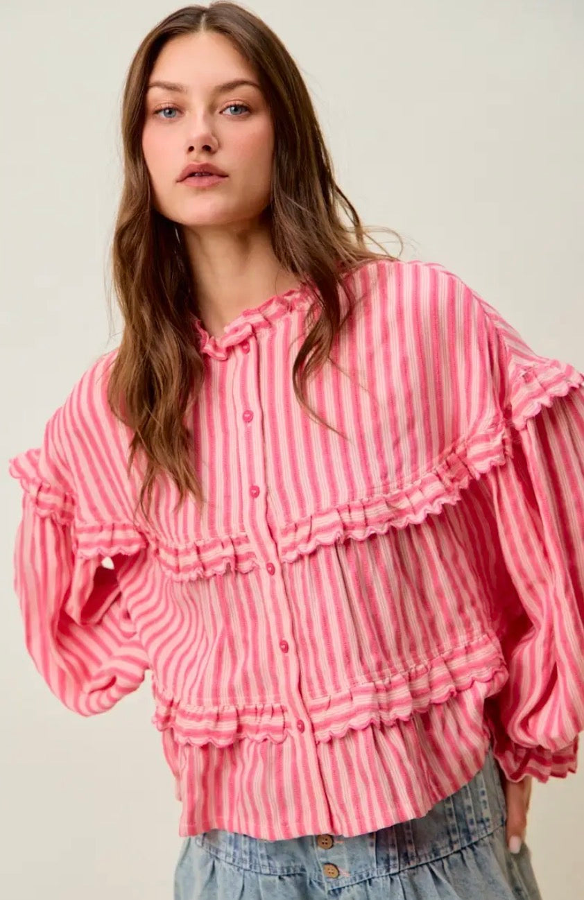 Strip & Ruffle Top