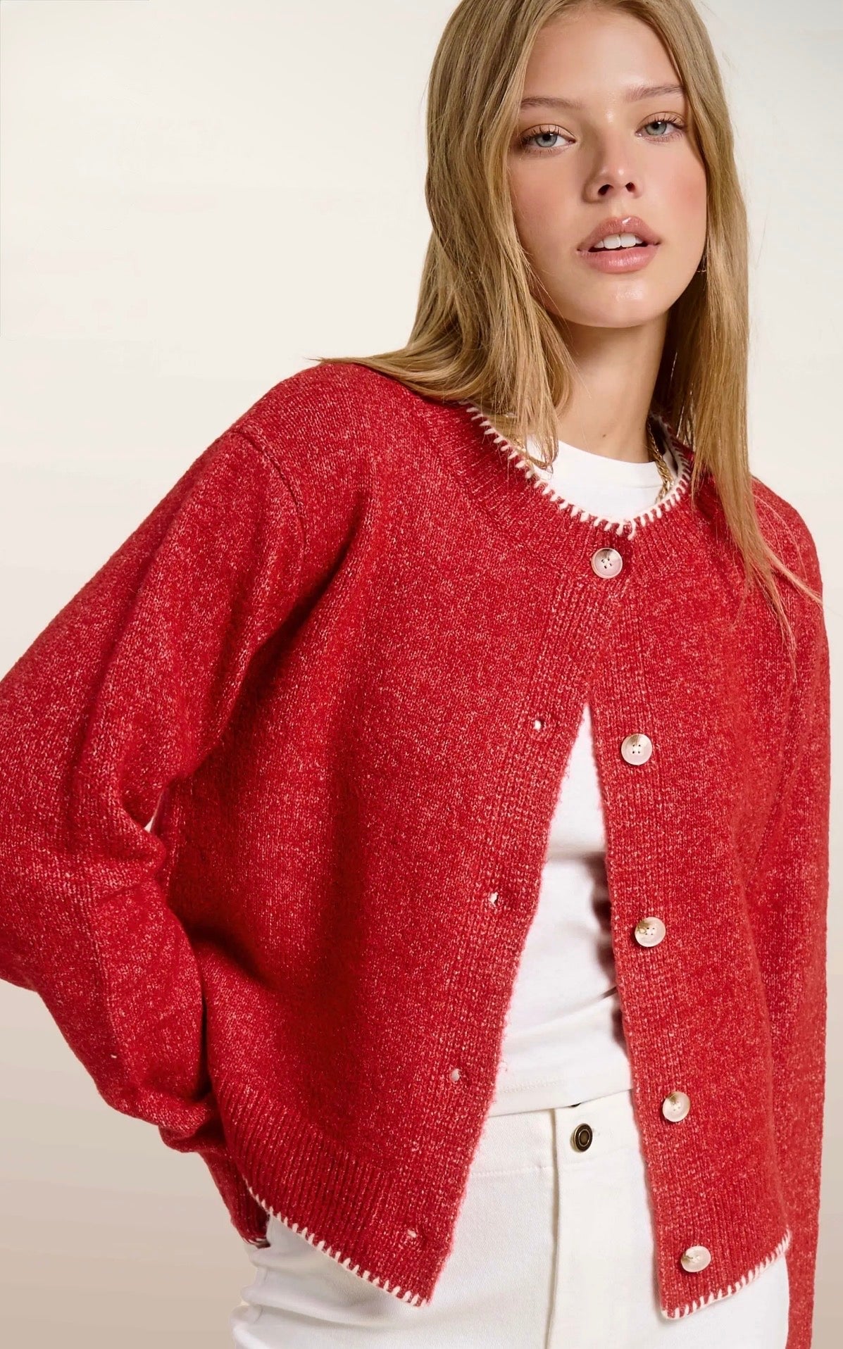 Stitched Hem Cardigan