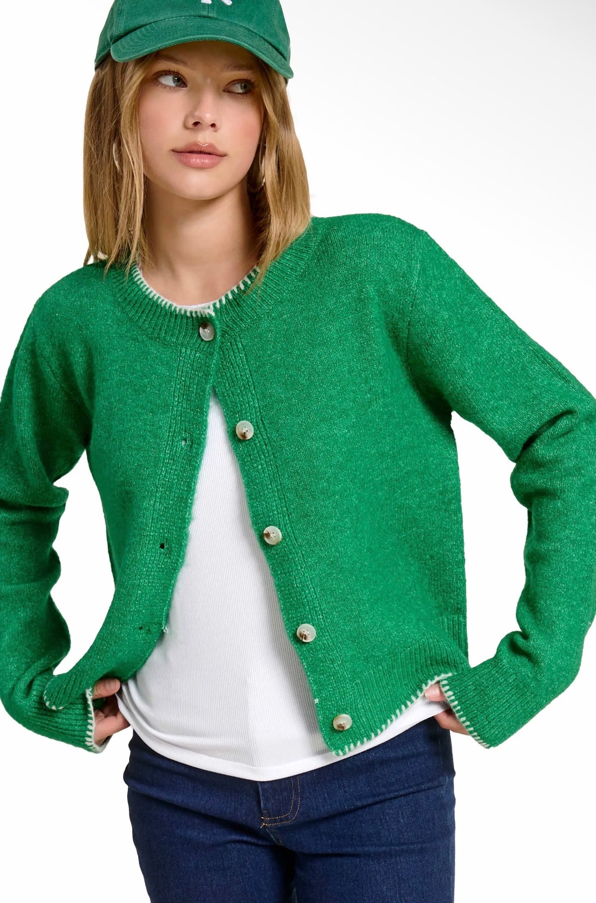 Stitched Hem Cardigan