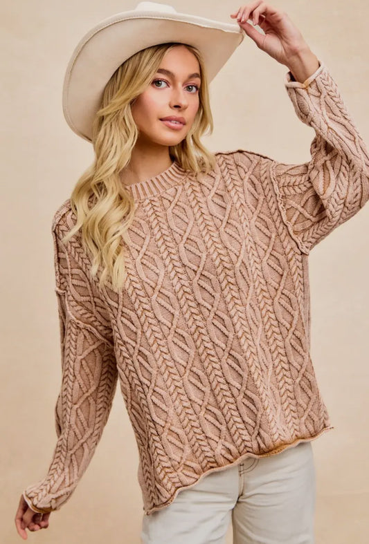 Washed Cable Sweater