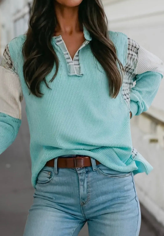 Corded plaid Top