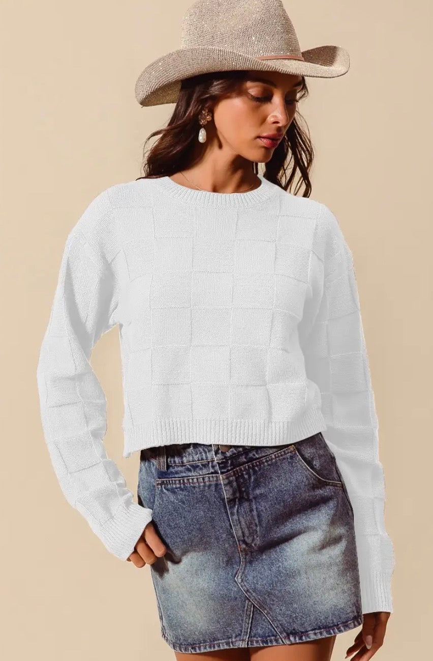Checker Sweater Top