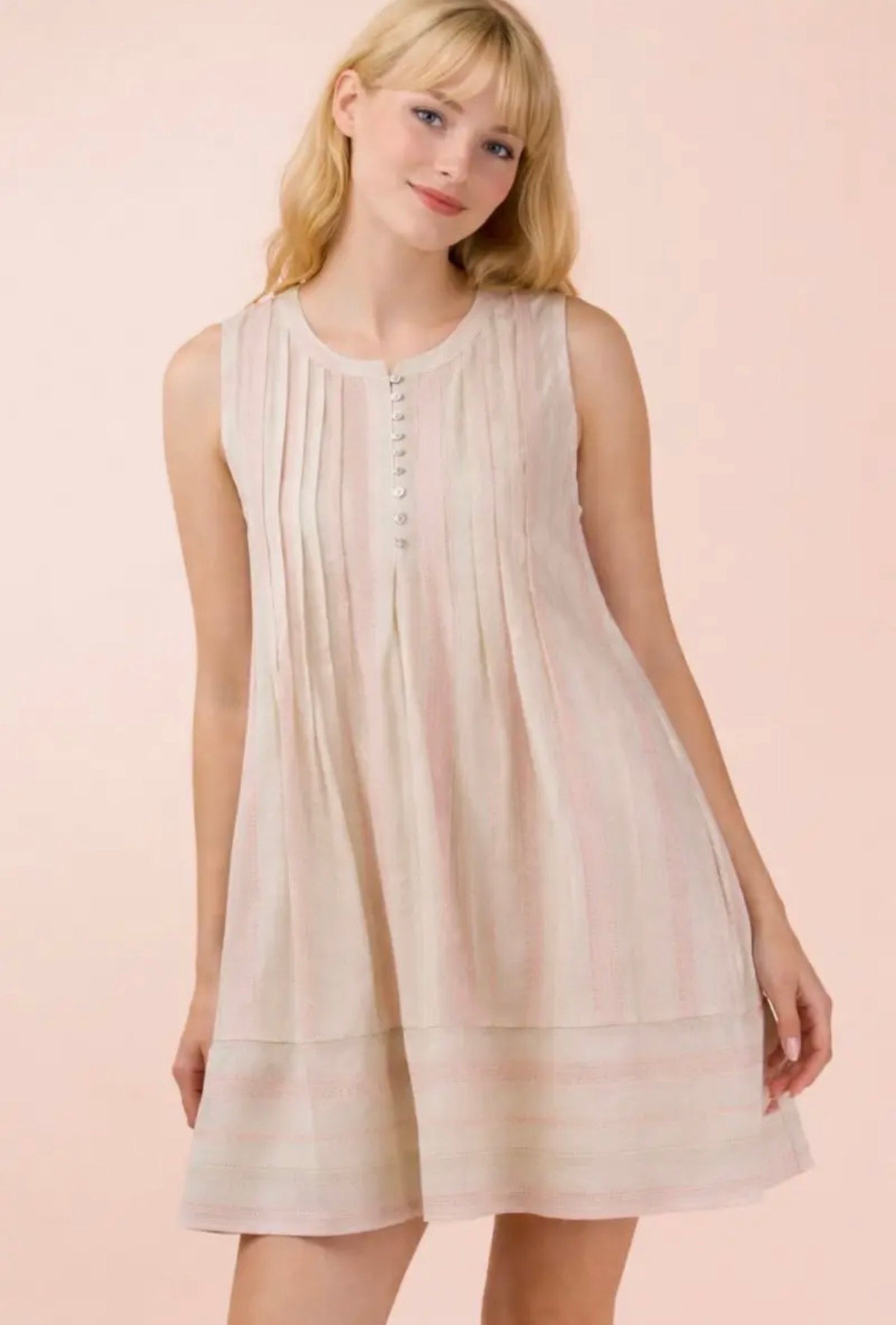 Blush Pintuck Dress
