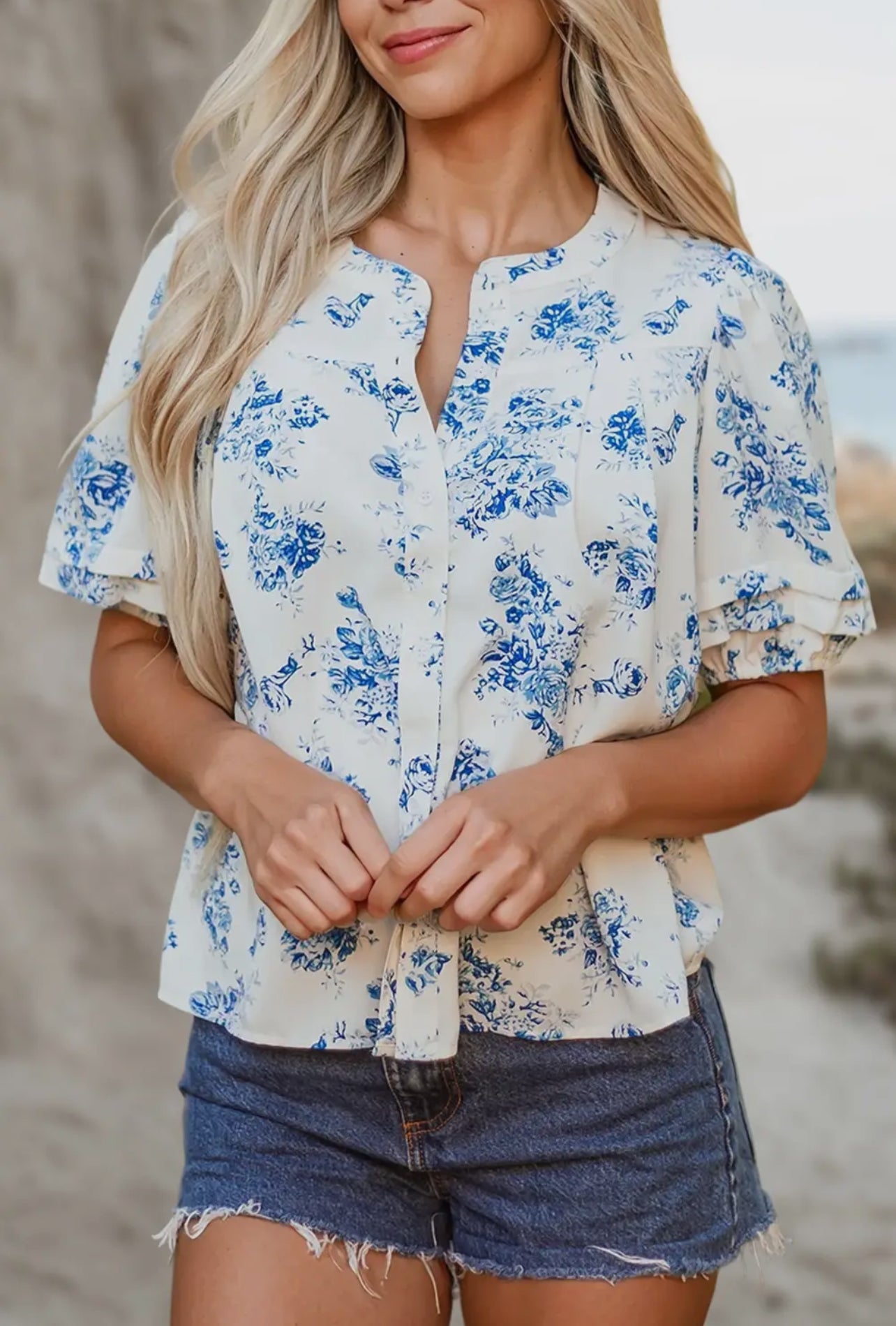 Floral Puff Sleeve Top