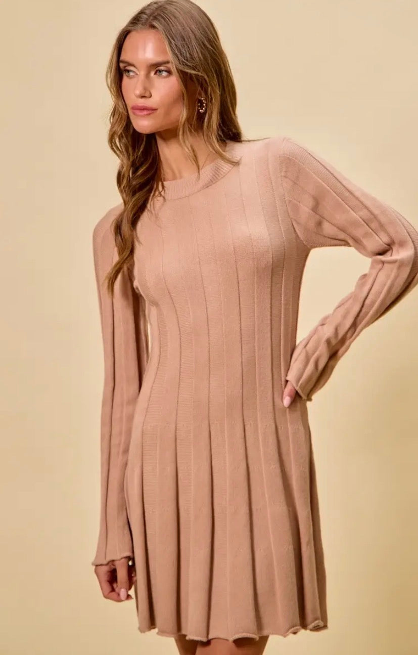 Pleated Sweater Dress