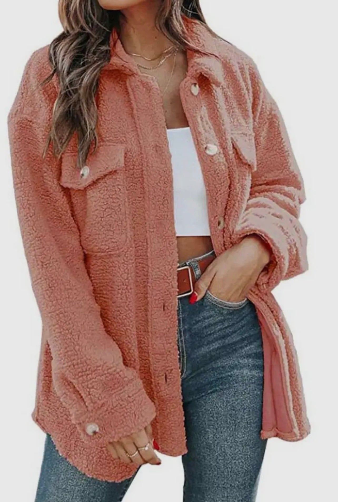 Rose Sherpa Shacket