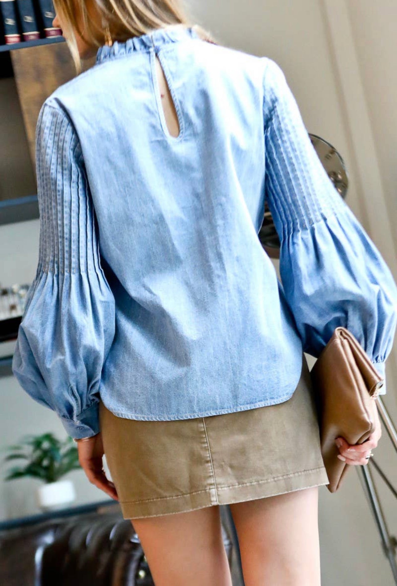 Love You More Washed Out Denim Blouse