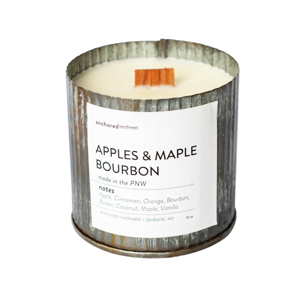 Apples & Maple Bourbon Wood Wick Rustic Soy Candle