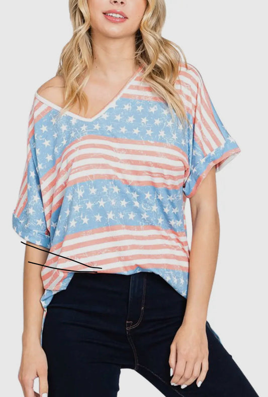 American Flag Print Top