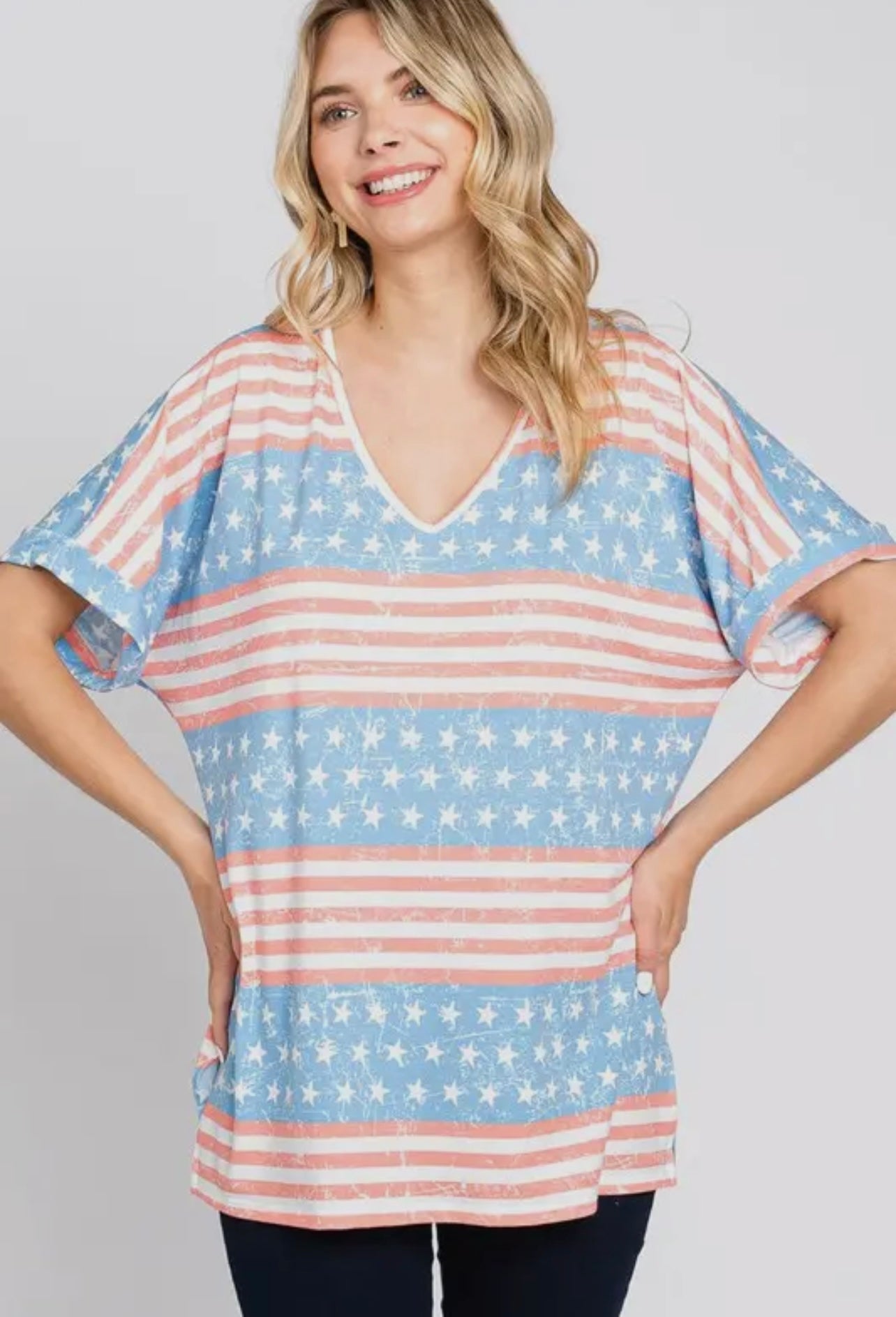 American Flag Print Top