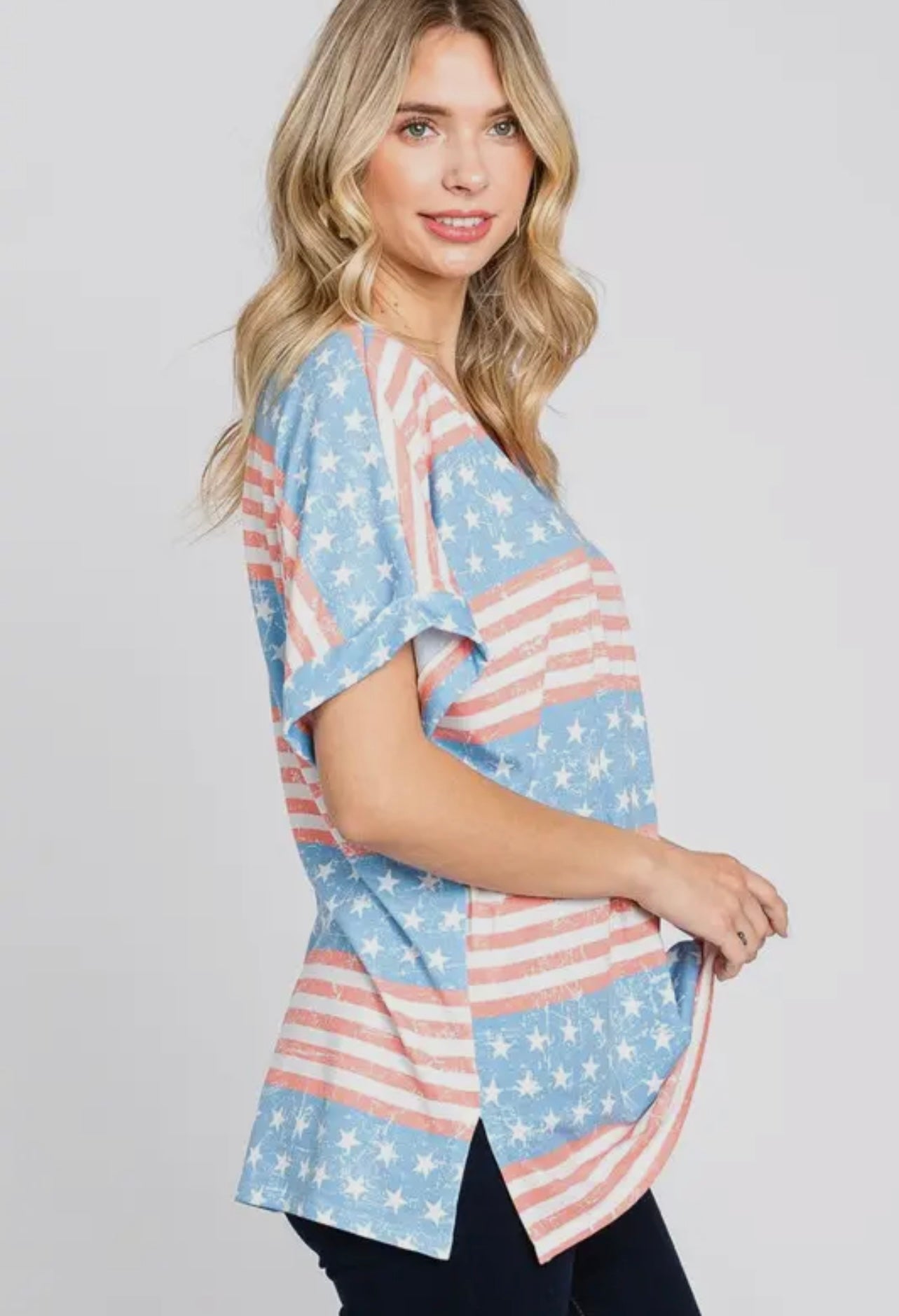 American Flag Print Top