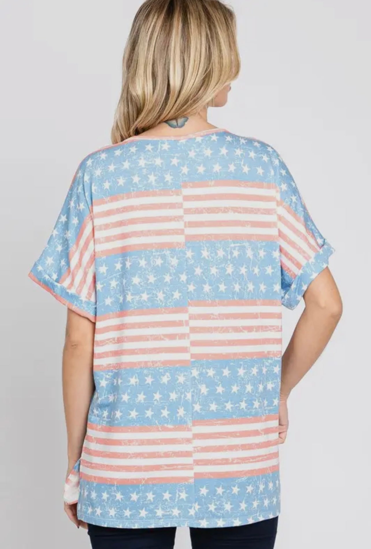 American Flag Print Top