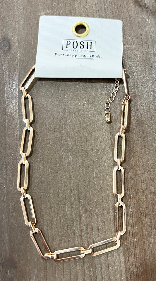 Oblong Chain Link Necklace by Posh