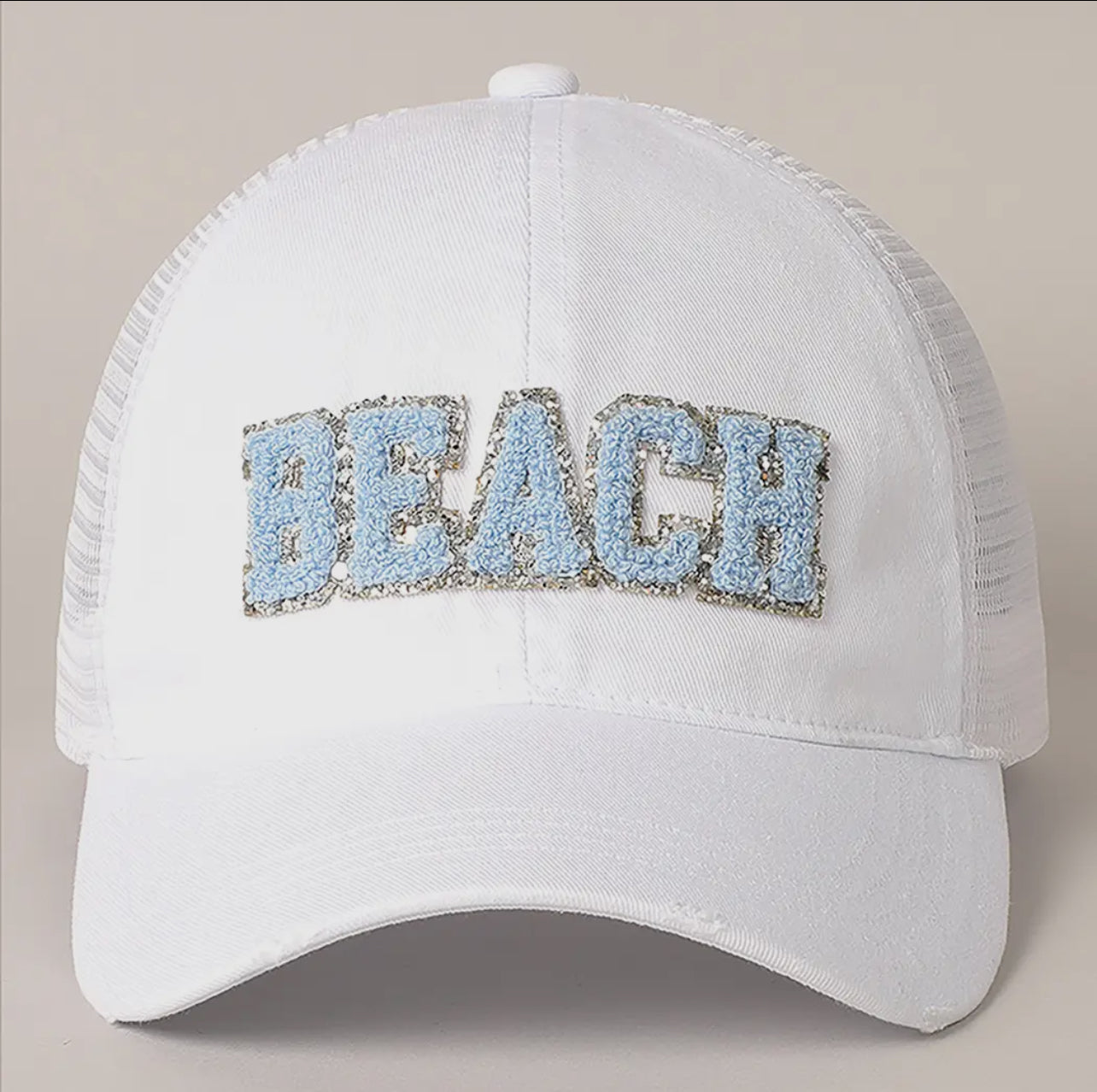 "Beach" Chenille Letter Cap